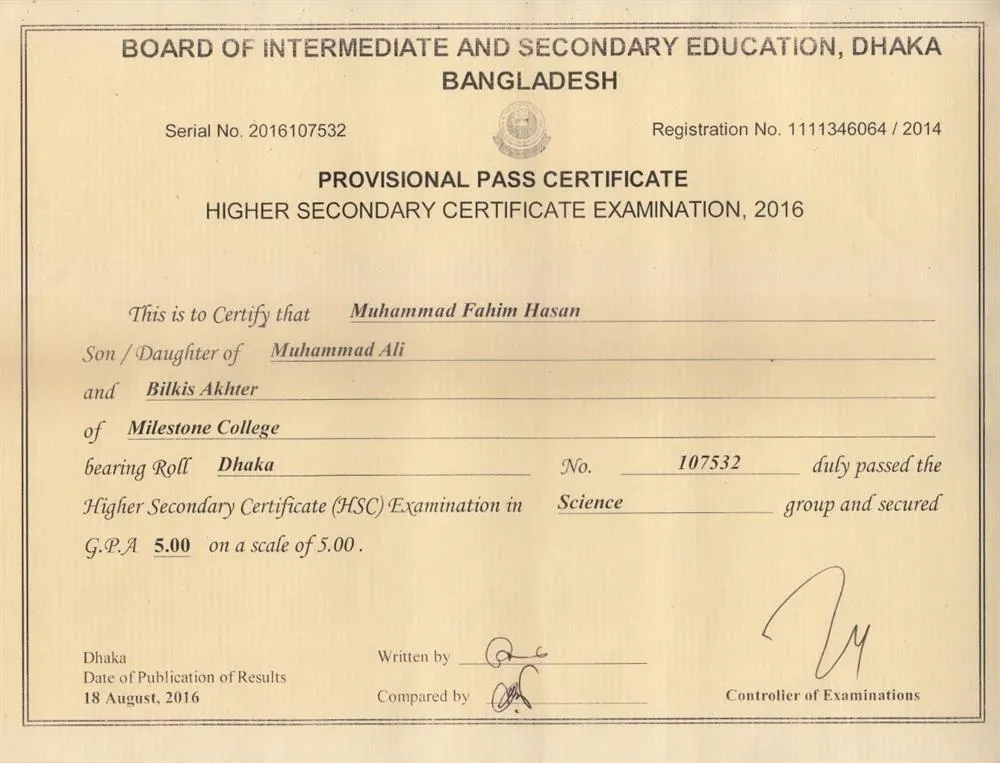 Higher Secondary Certificate