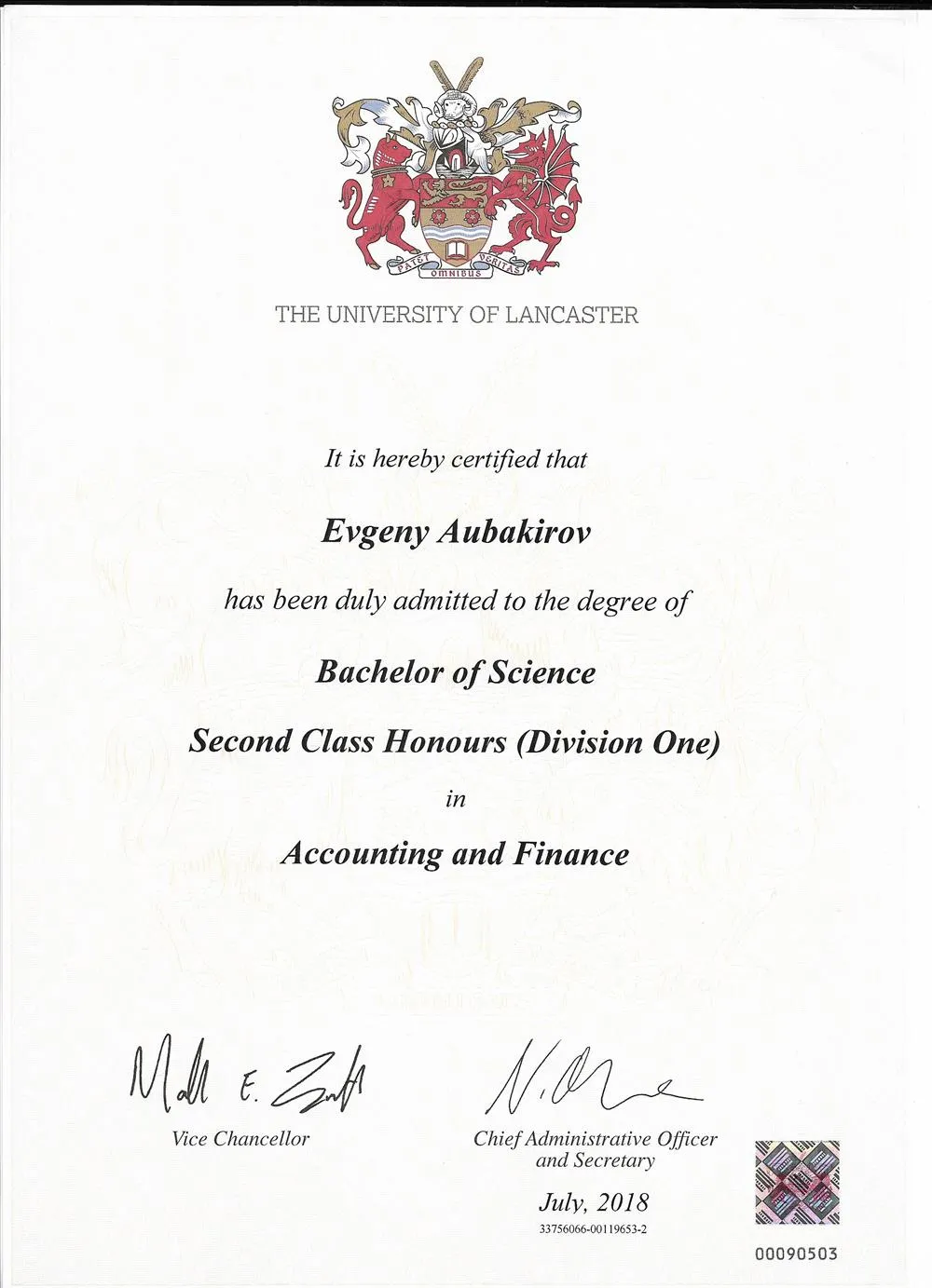 Degree Certificate