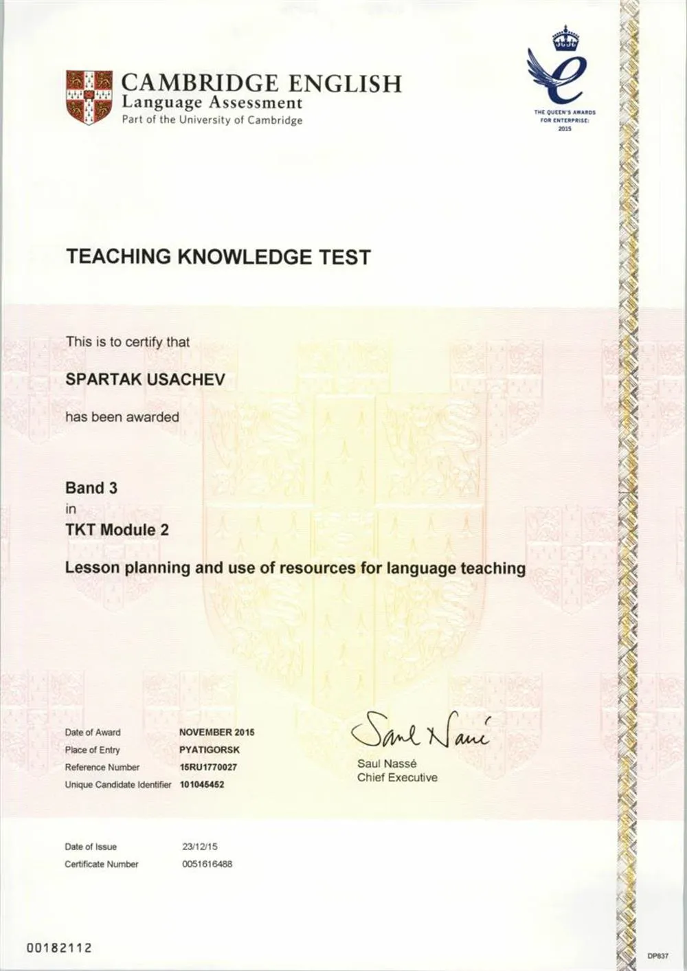 Cambridge TKT Module 2. Lesson planning and use of resources for language teaching