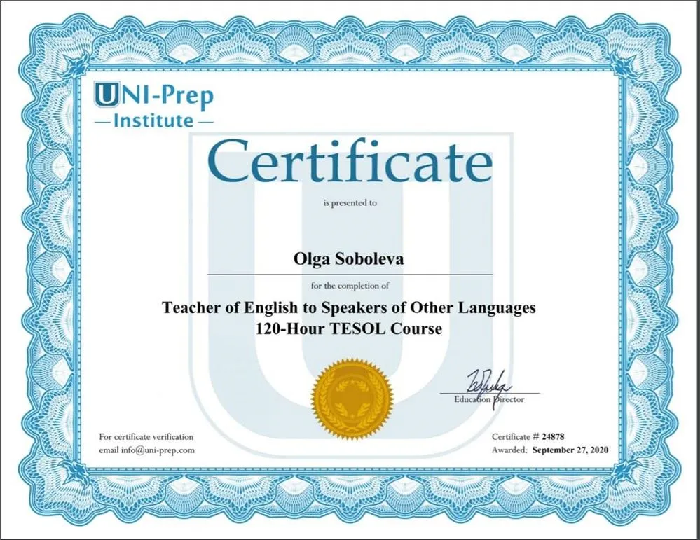 TESOL certificate
