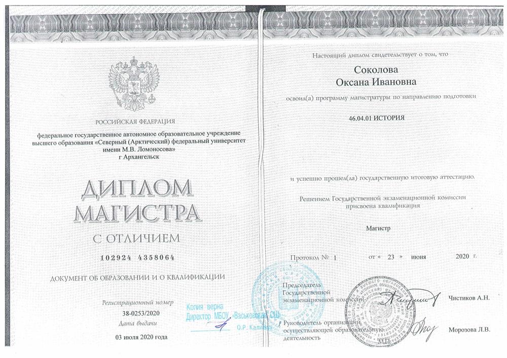 Диплом магистра истории