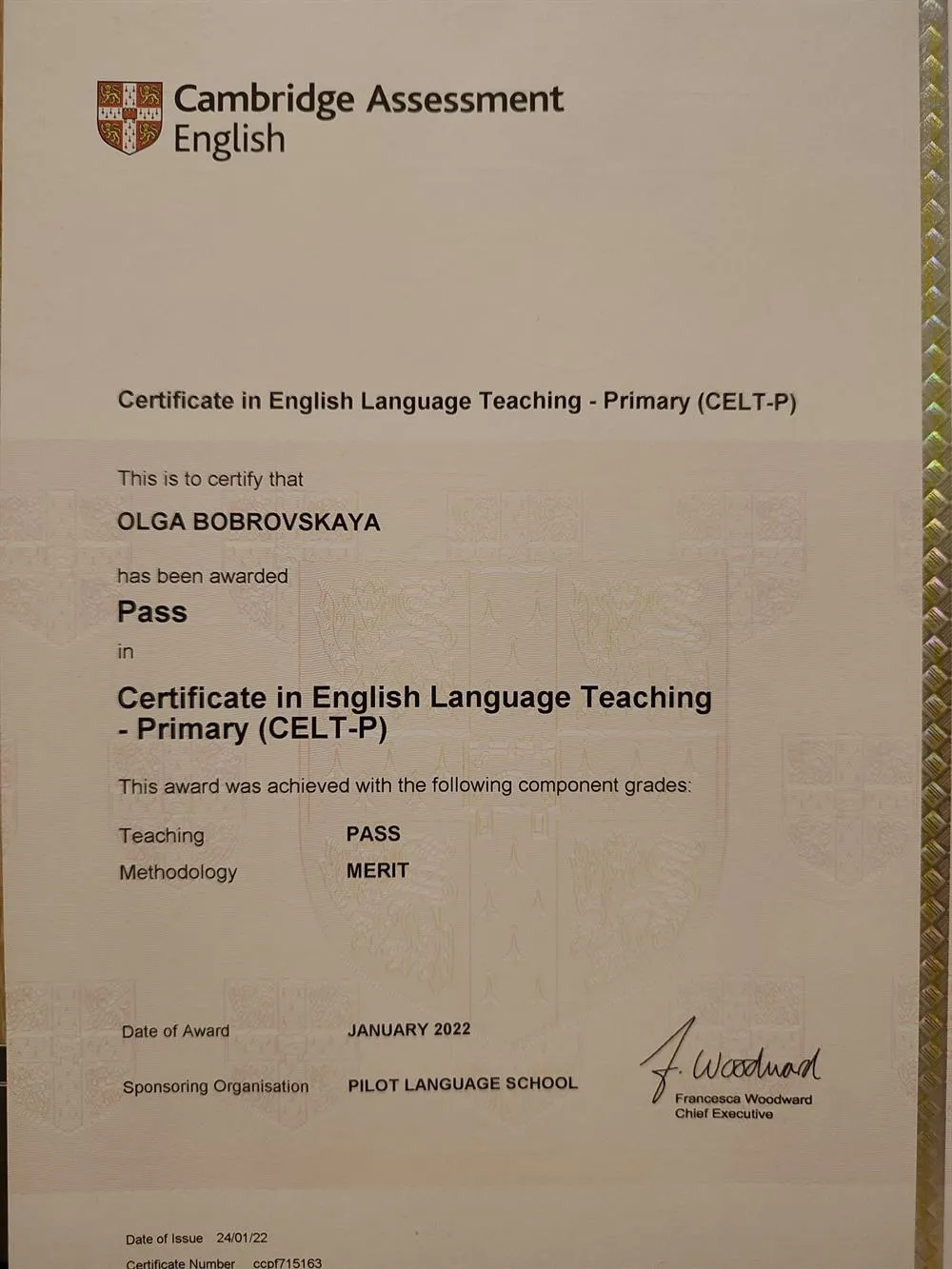 Кембриджский сертификат CELT-P
