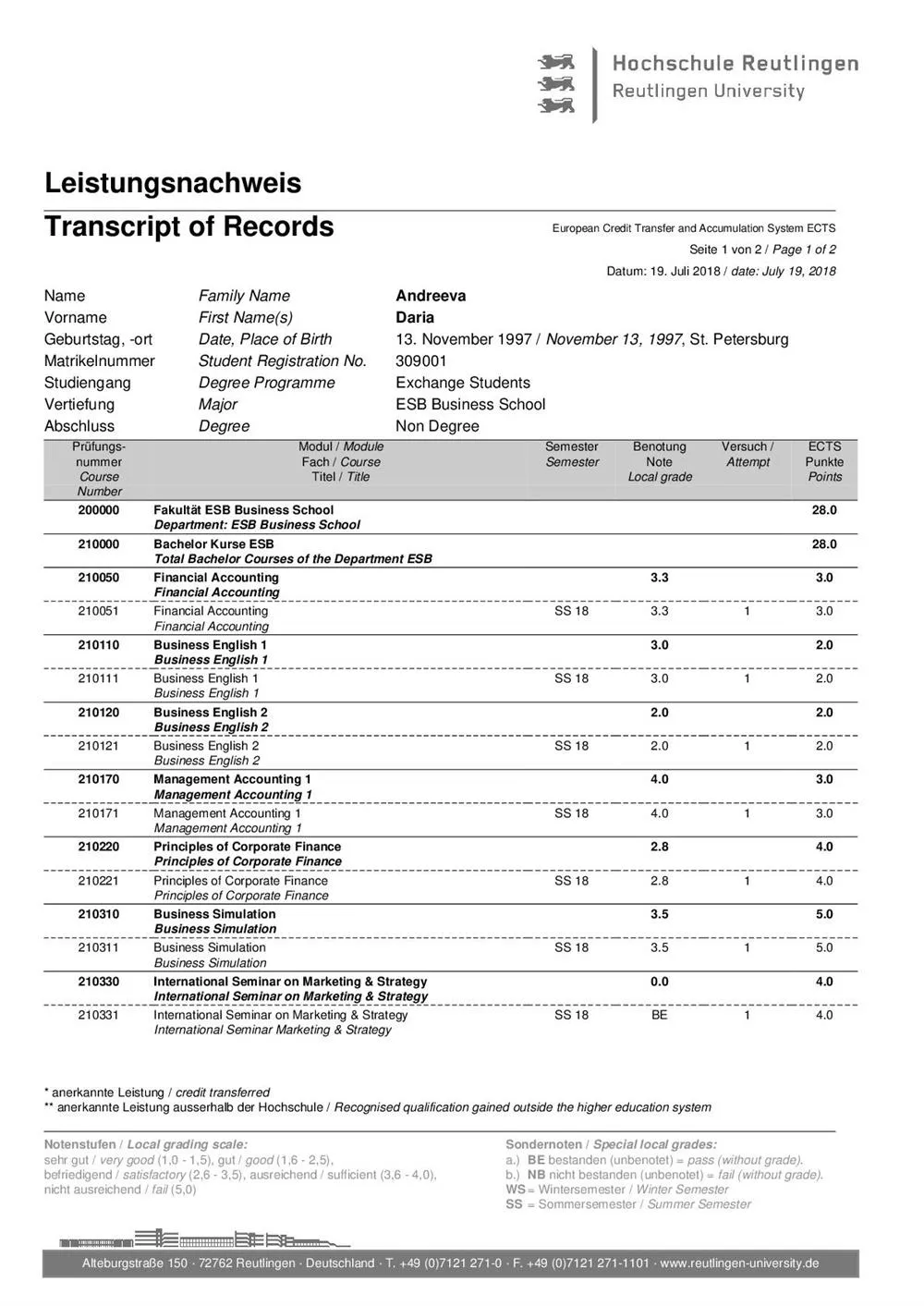 Transcript of records 1