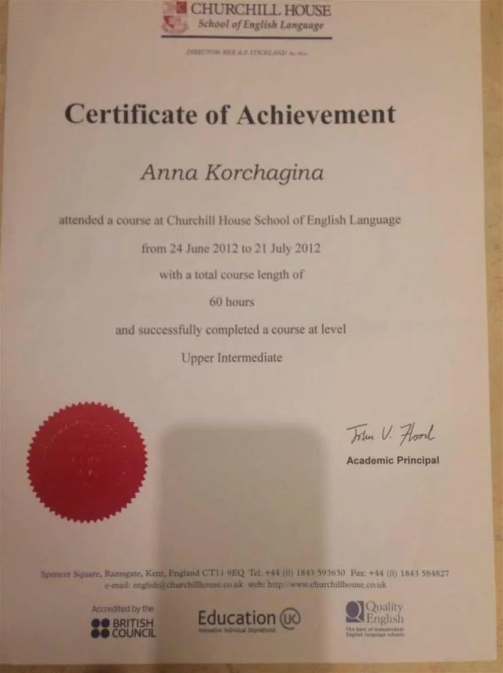 The UK, Chirchill House School of English Language 