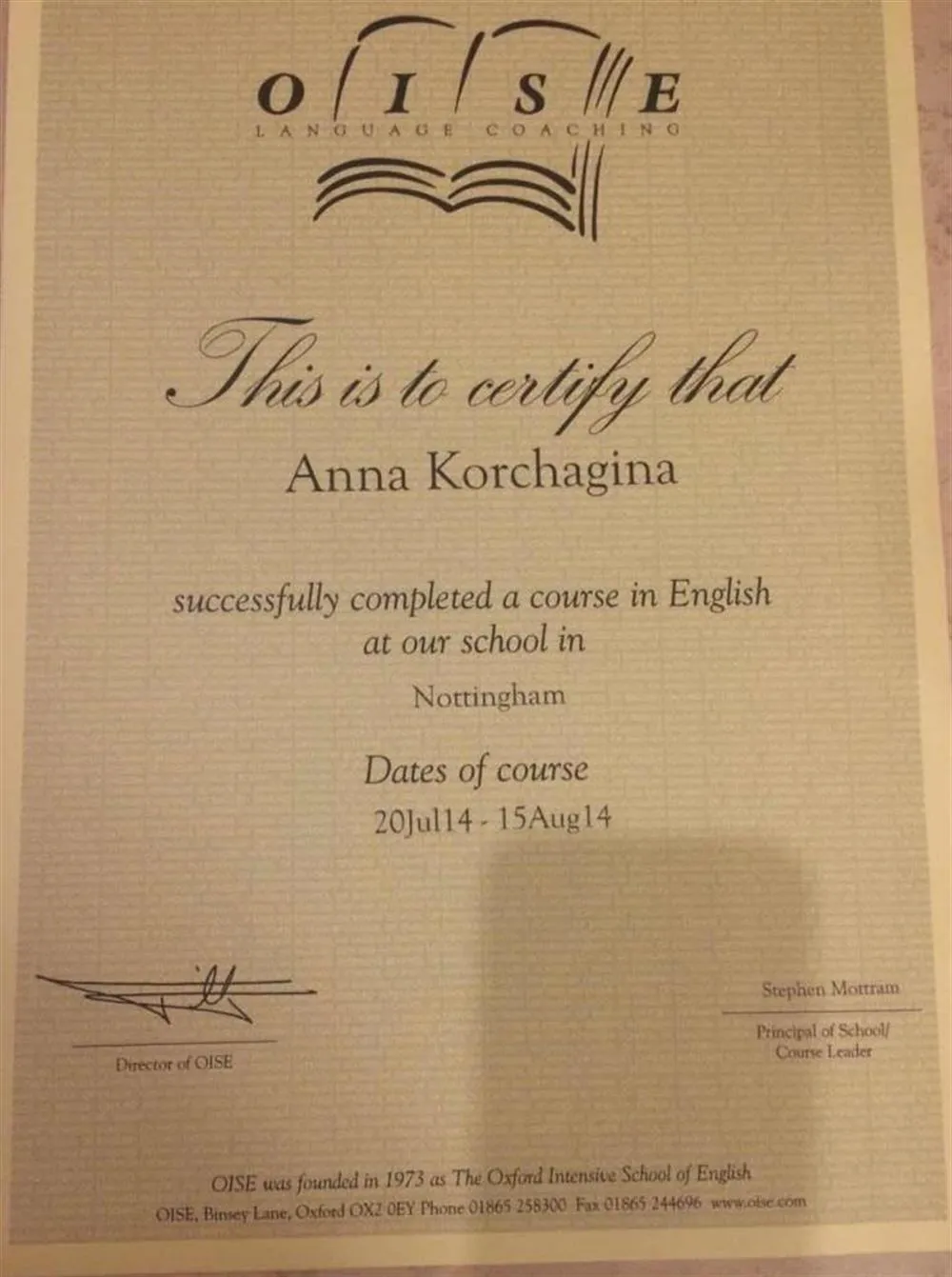 The UK, OISE School of English Language