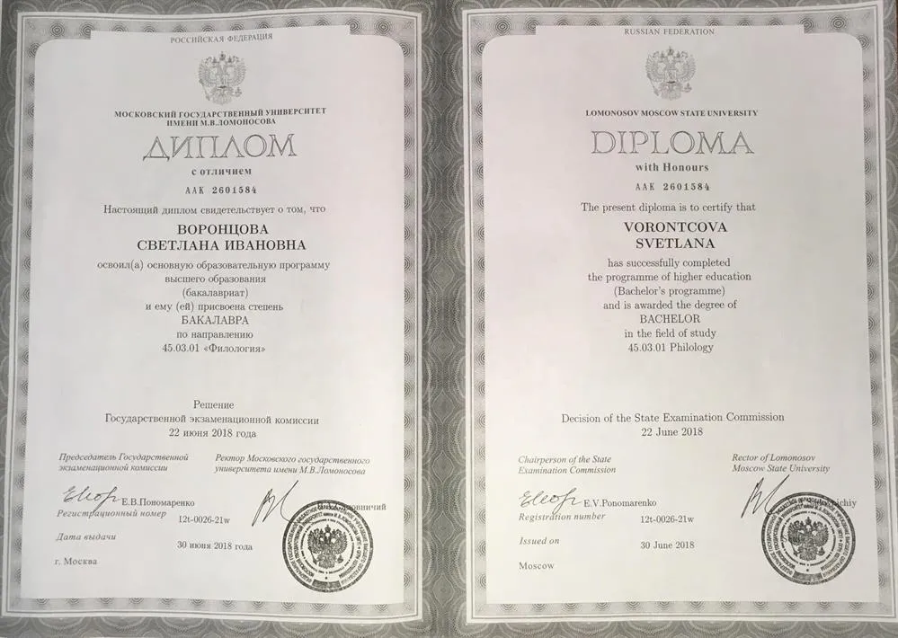 Диплом бакалавра филологии