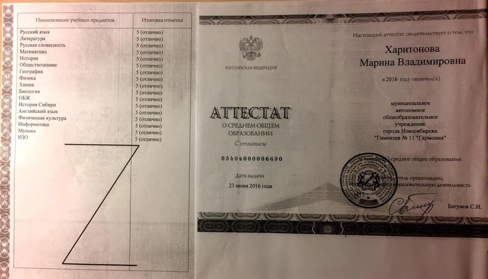 Аттестат о среднем общем образовании с отличием 