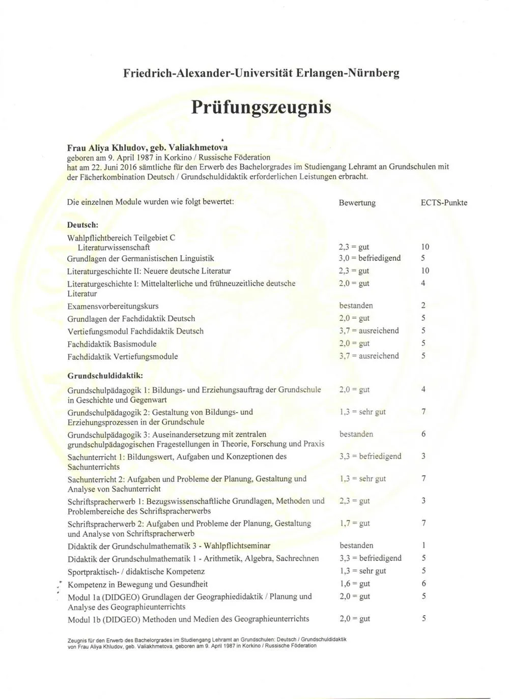 Prufungszeugnis fur den Erwerb des Bachelorgrades im Studiengang Lehramt an Grundschulen mit der Facherkombination Deutsch/ Grundschuldidaktik_2