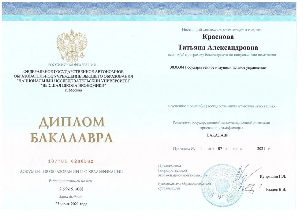 Диплом бакалавра социальных наук, НИУ ВШЭ