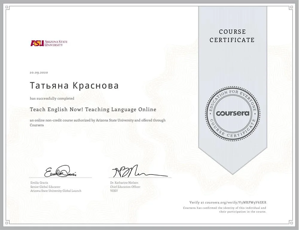 Teach English Now! Teaching Language Online, Arizona State University 