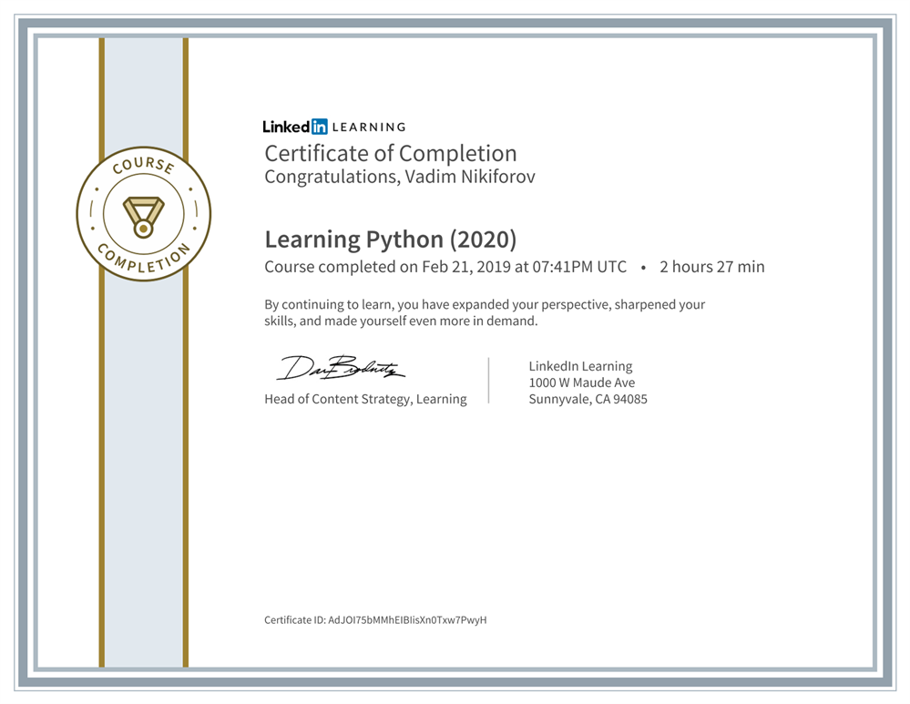 Linkedin: Learning Python (2020)