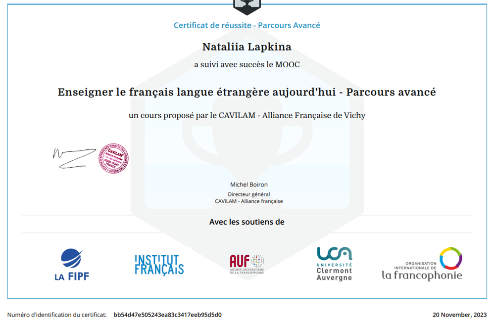 Enseigner le francais langue etrangere aujourd'hui - Parcours avance