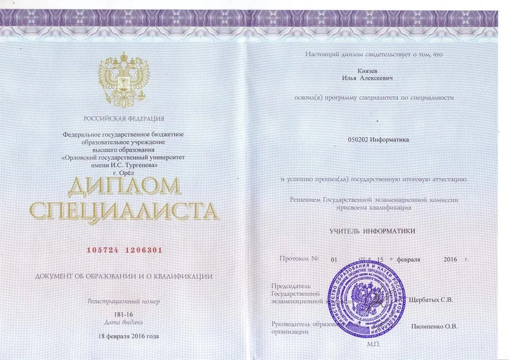 Диплом ОГУ