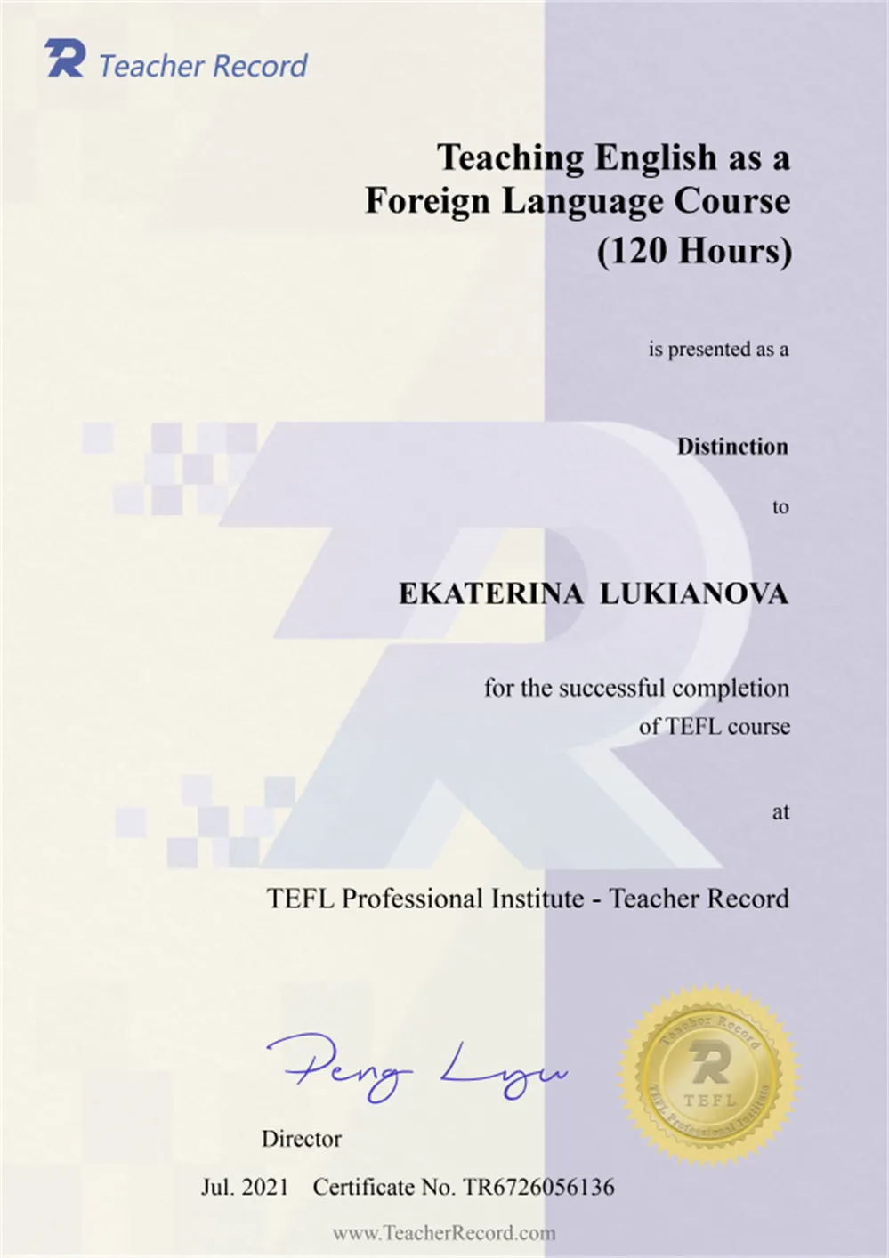 Международный Сертификат TEFL (120 часов)