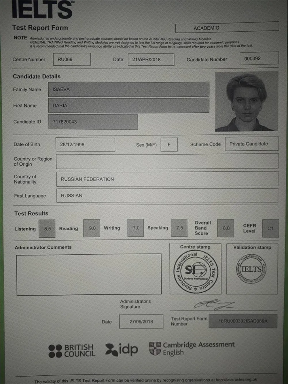 IELTS - 8.0
