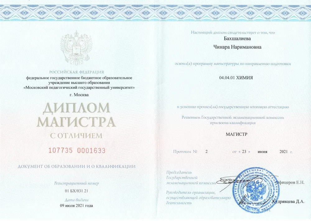 Диплом магистра - Химия (2021)