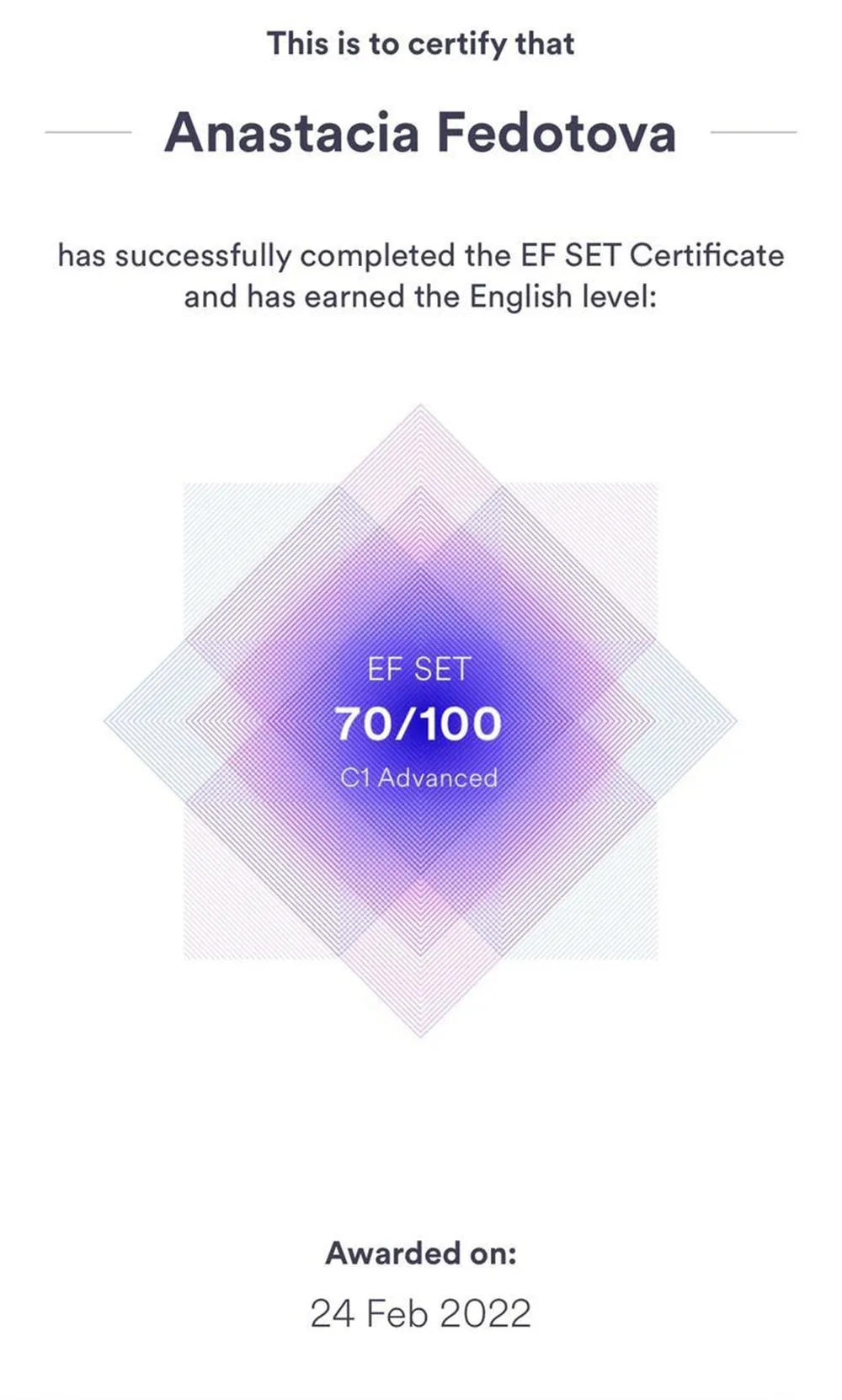 EF Certificate