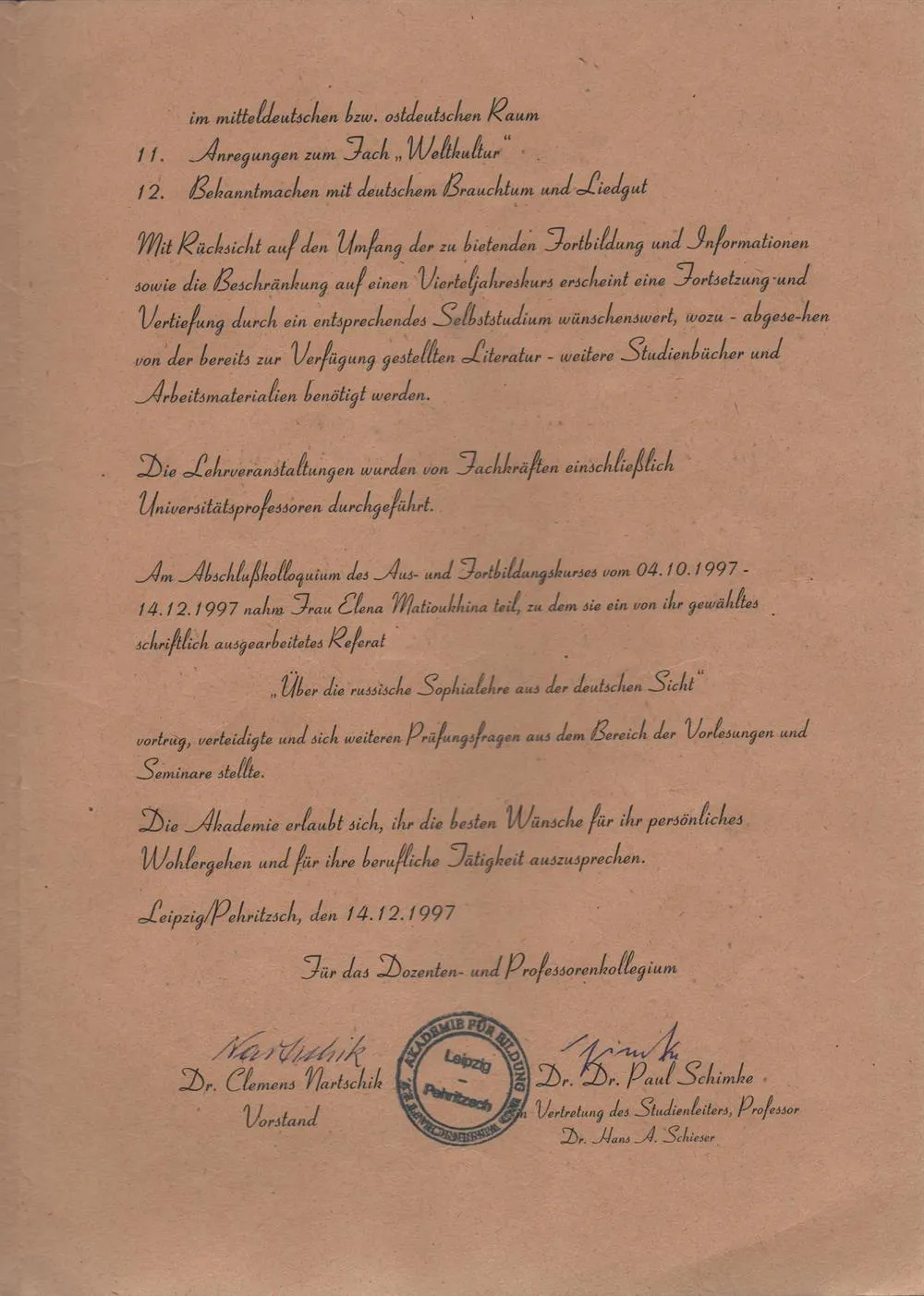 Certificat Pehritsch