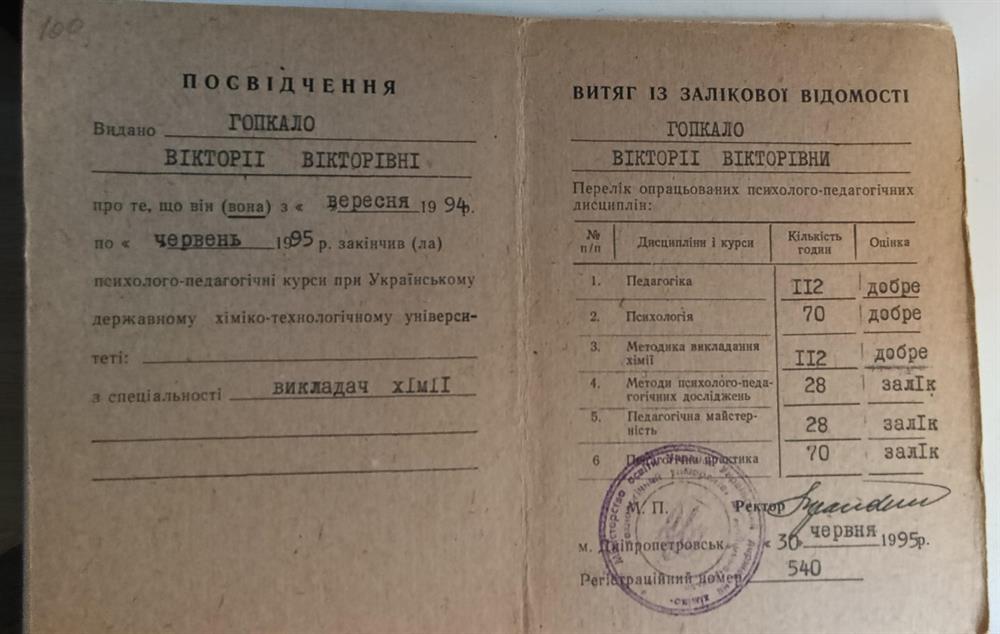 Свидетельство о прохождении курсов