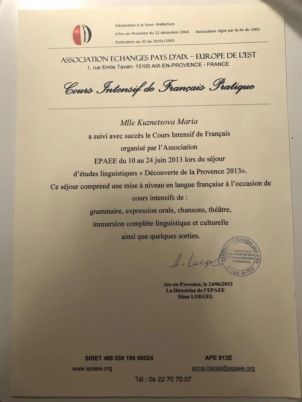 Cours intensifs de Francais Pratique