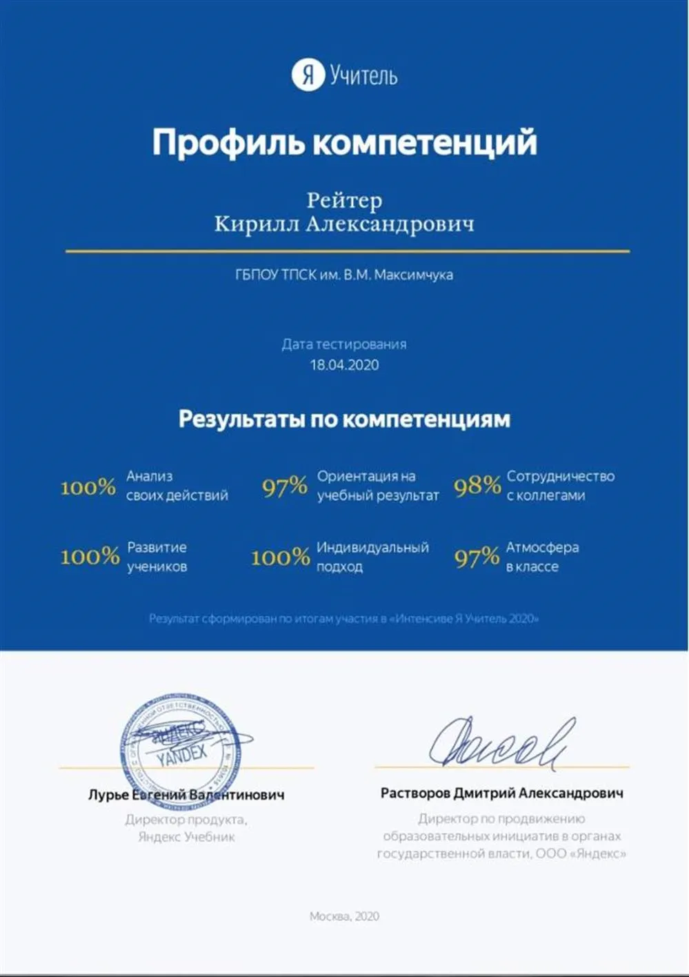 Профиль компетенций педагогической диагностики