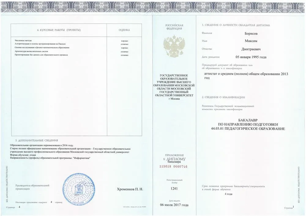 Приложение к диплому