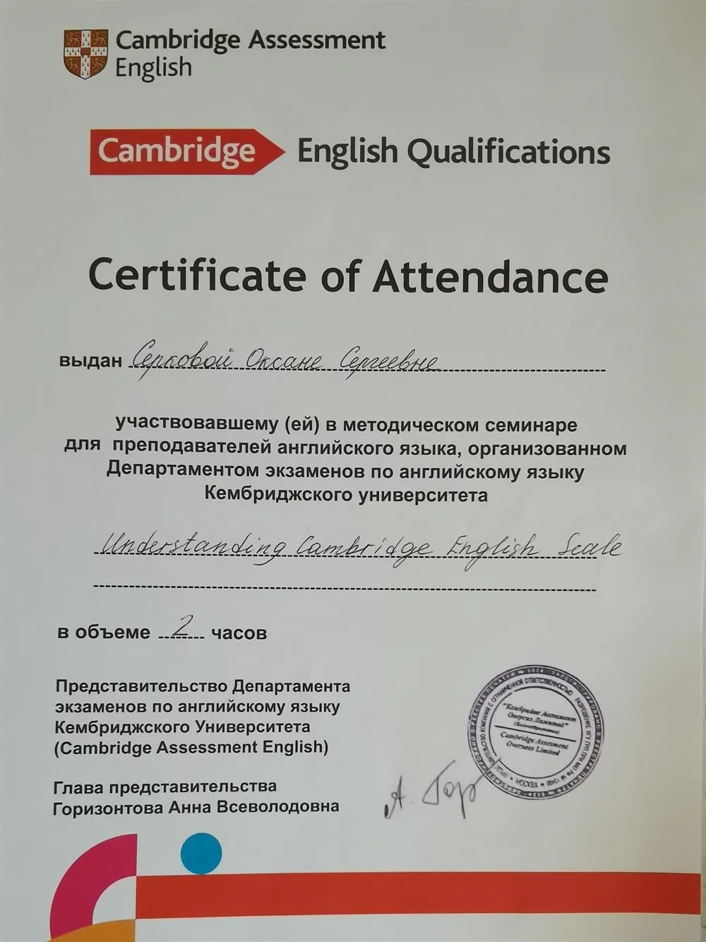 Understanding English Cambridge scale