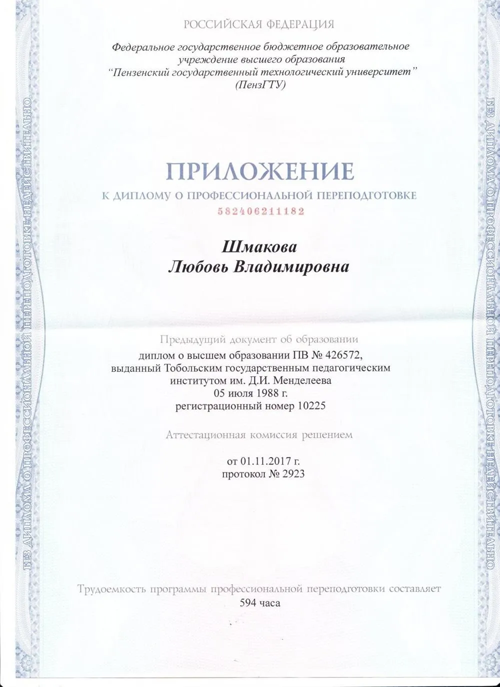 Приложение к диплому