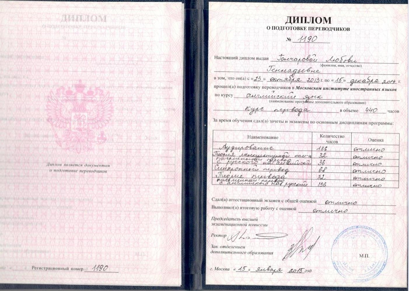 Диплом переводчика
