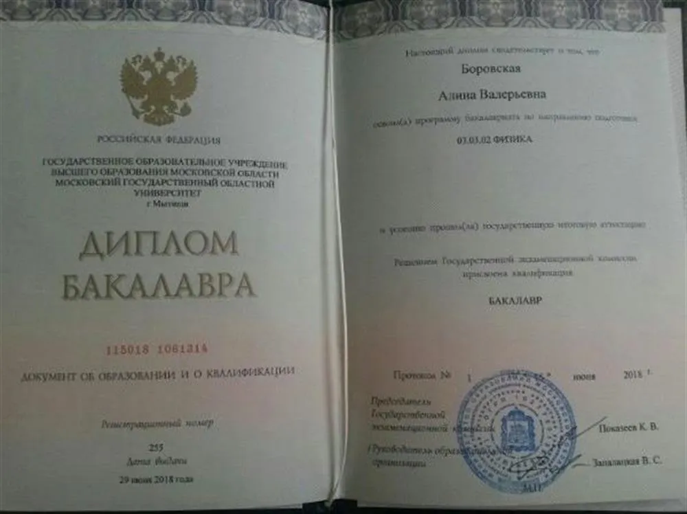 Диплом бакалавра физико-математического факультета