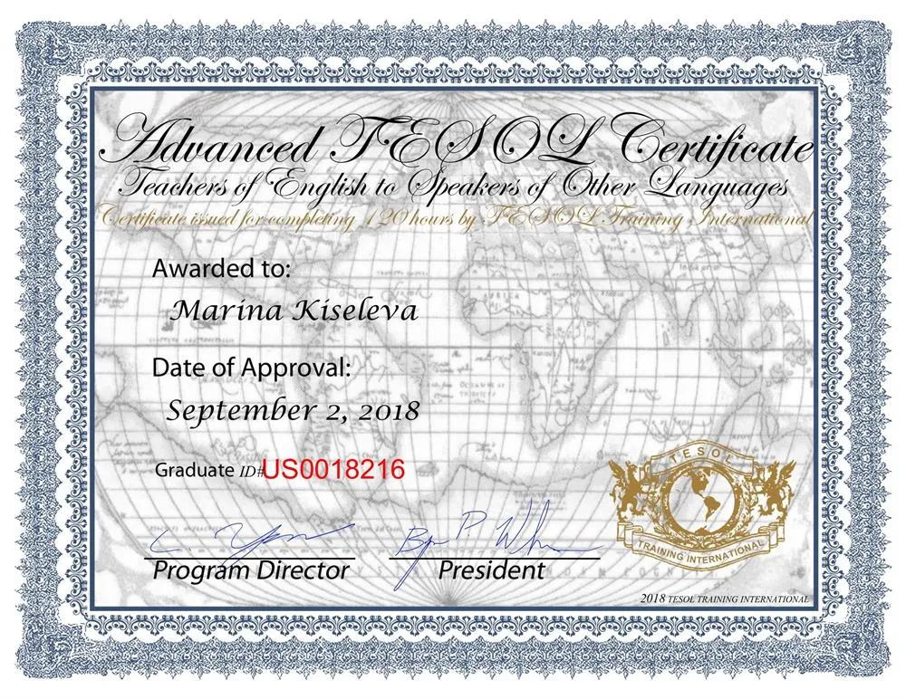 Advanced Tesol Certificate