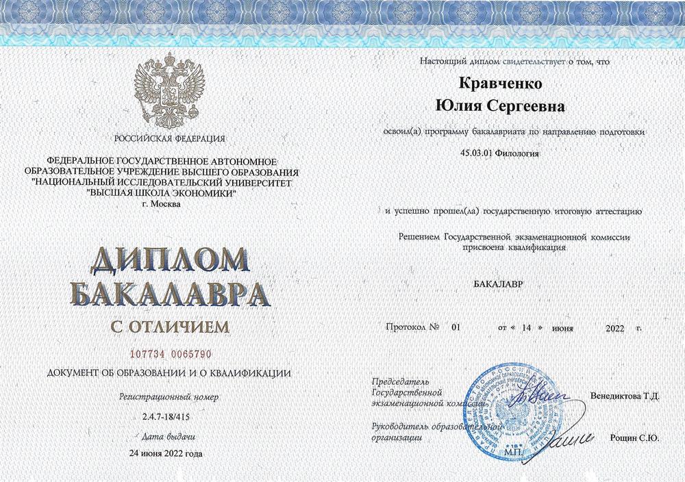 Диплом бакалавра