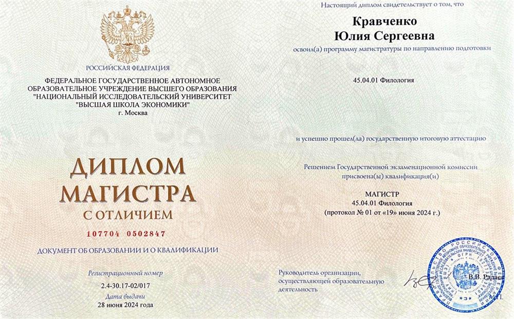 Диплом магистра