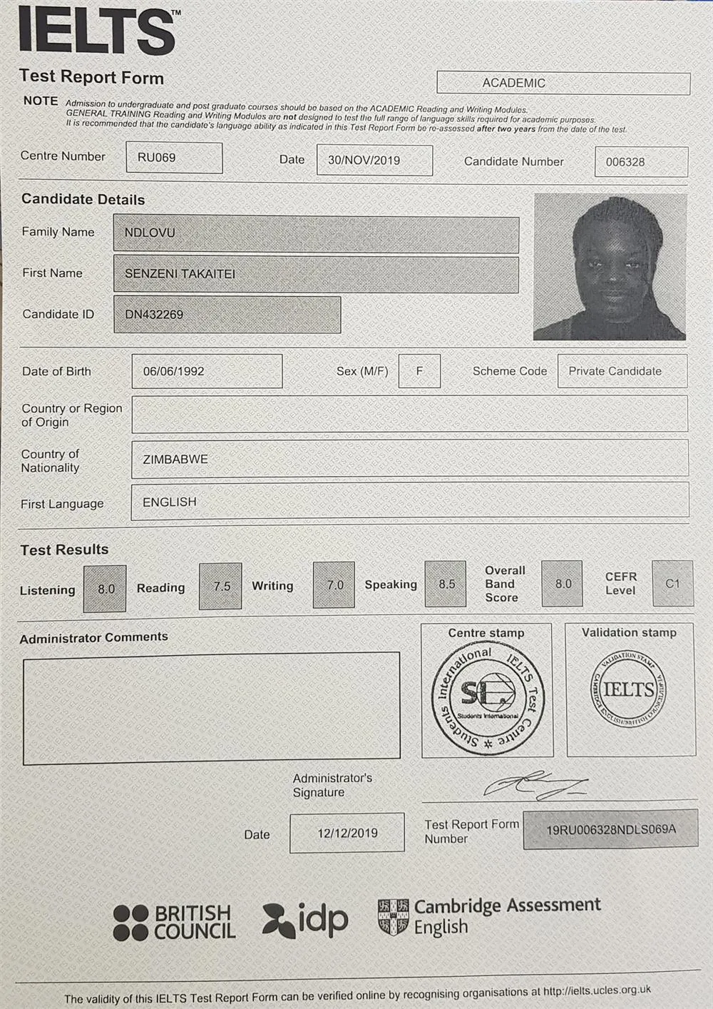 IELTS English Certificate 