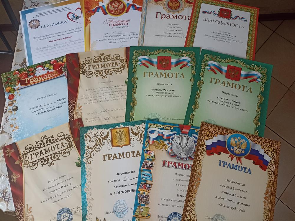 Грамоты и благодарности как классный руководитель 