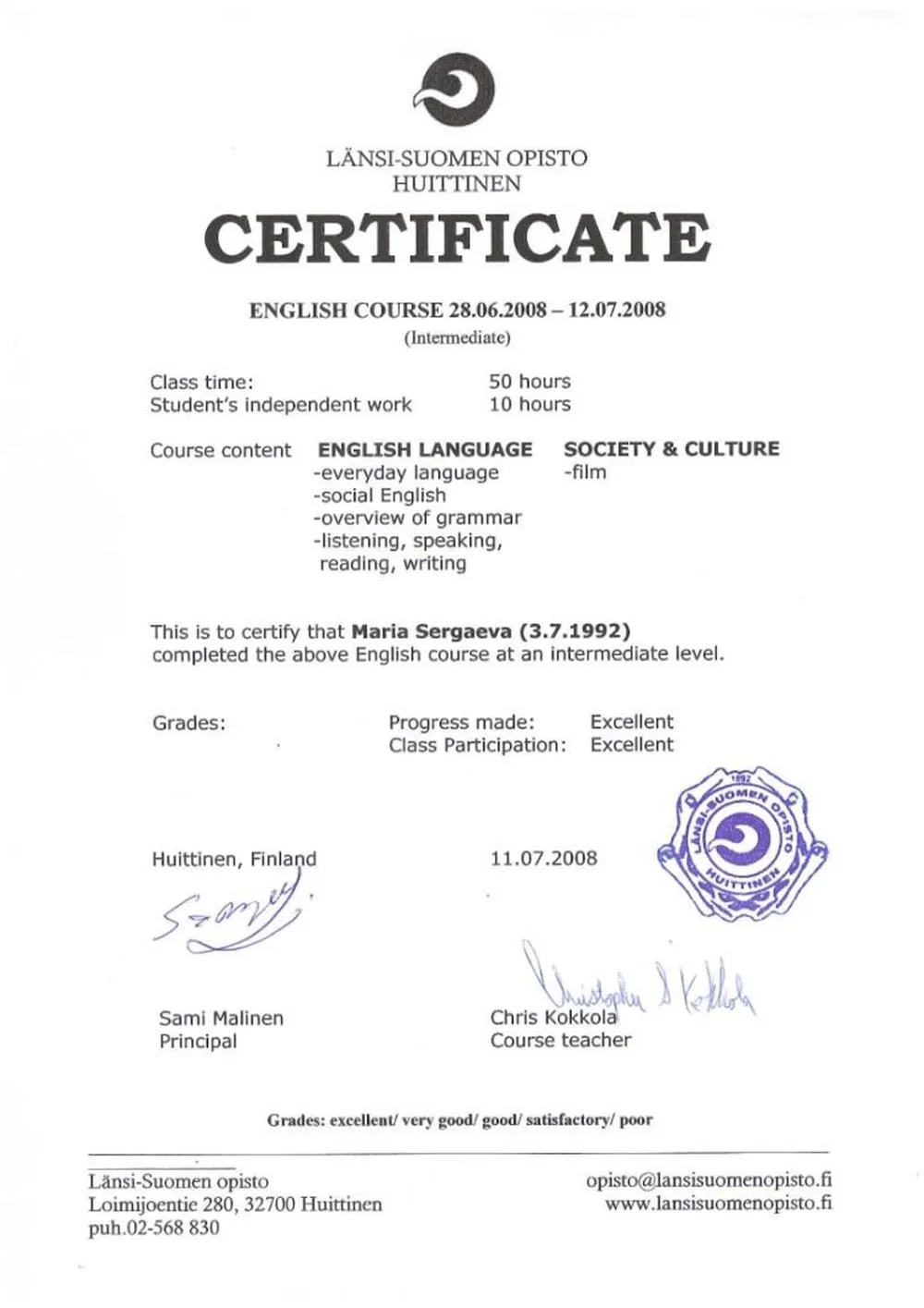 Certificate 