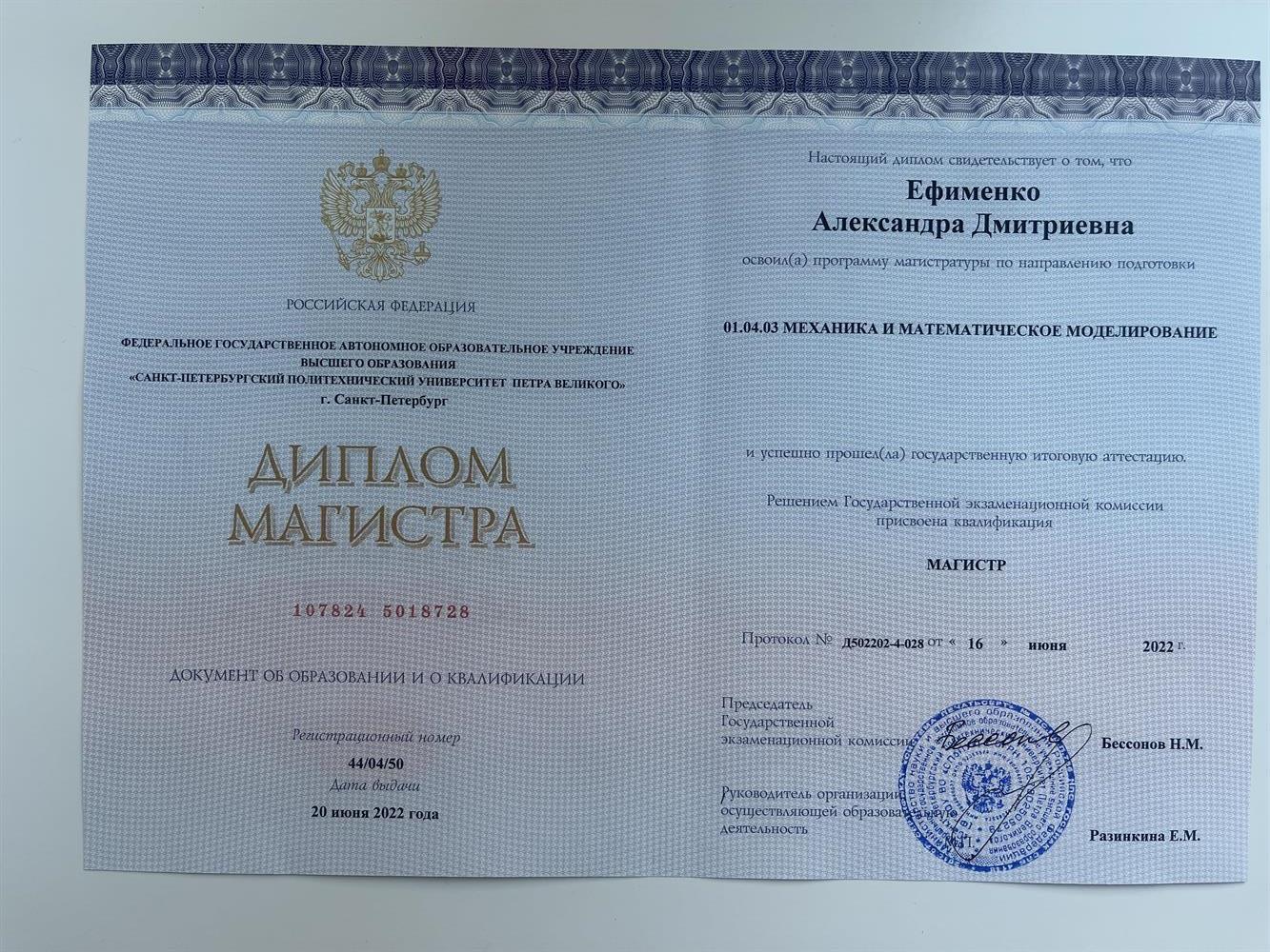 Диплом магистра 