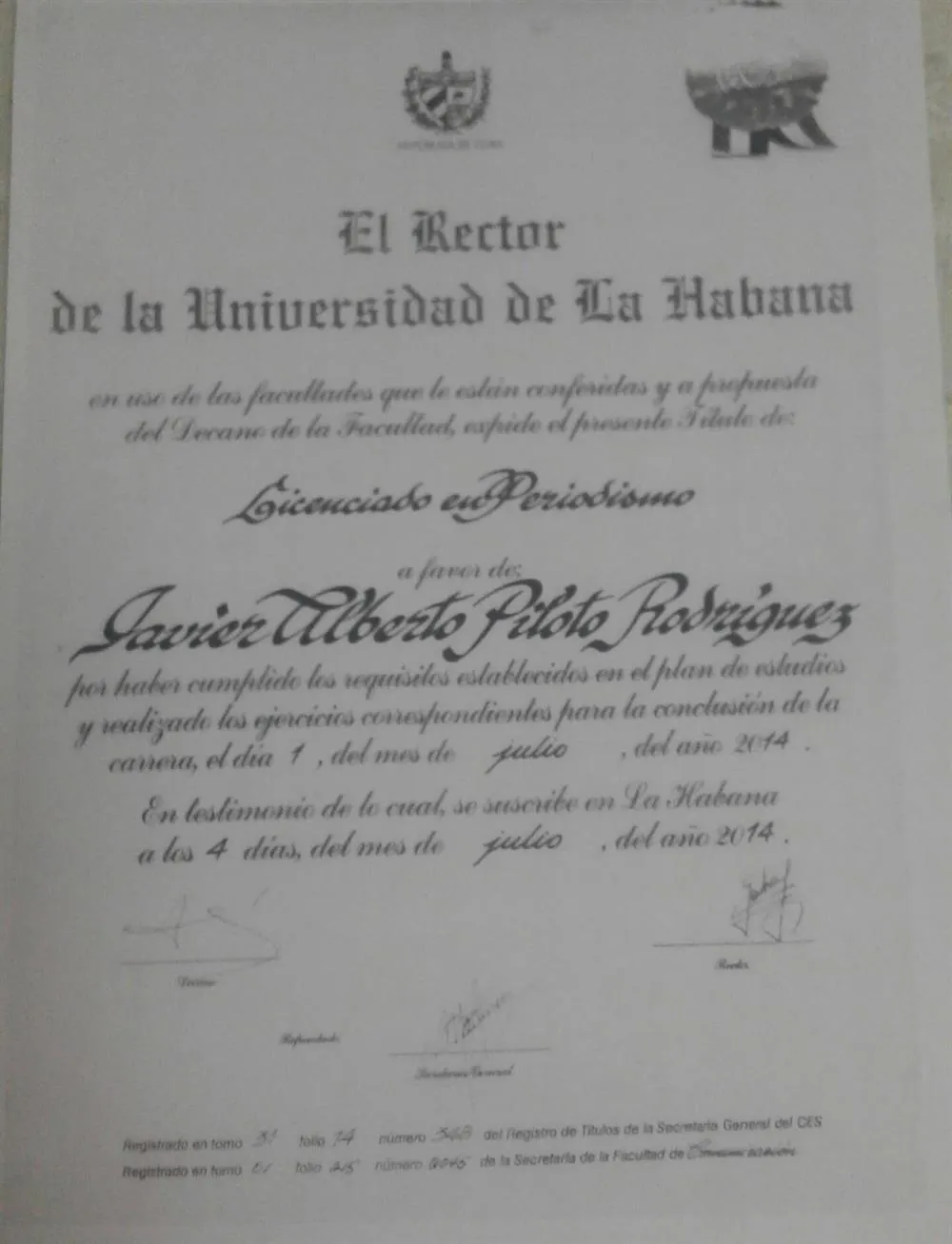 Licenciado en Periodismo
