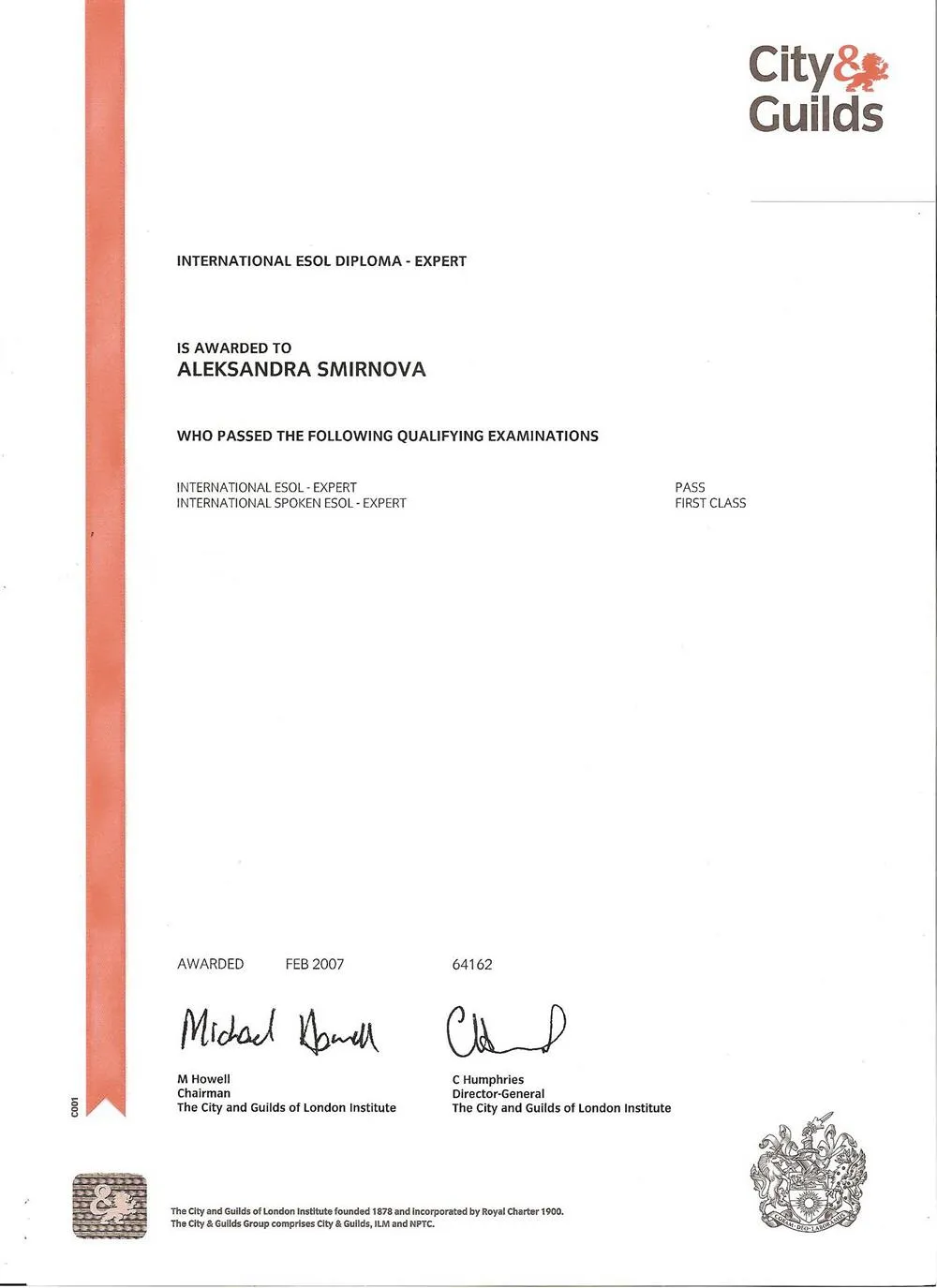 International ESOL Diploma City&Guilds of London Institute