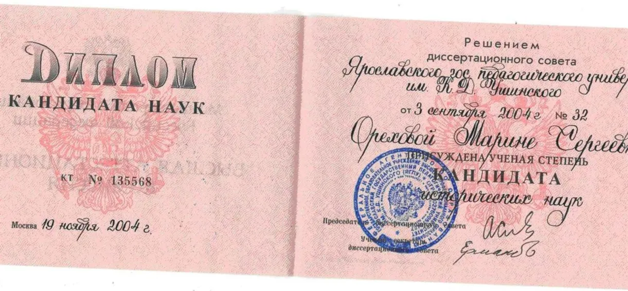 Диплом кандидата исторических наук