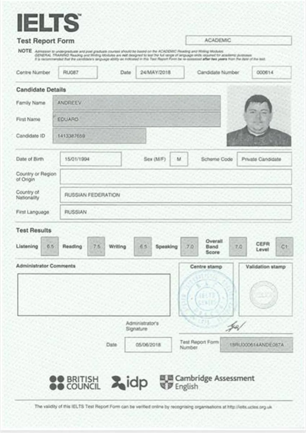 Сертификат IELTS