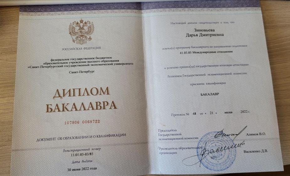 Диплом баклавра