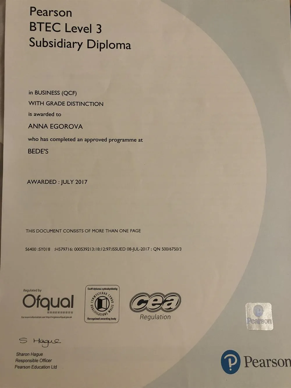 Subsidiary Diploma 