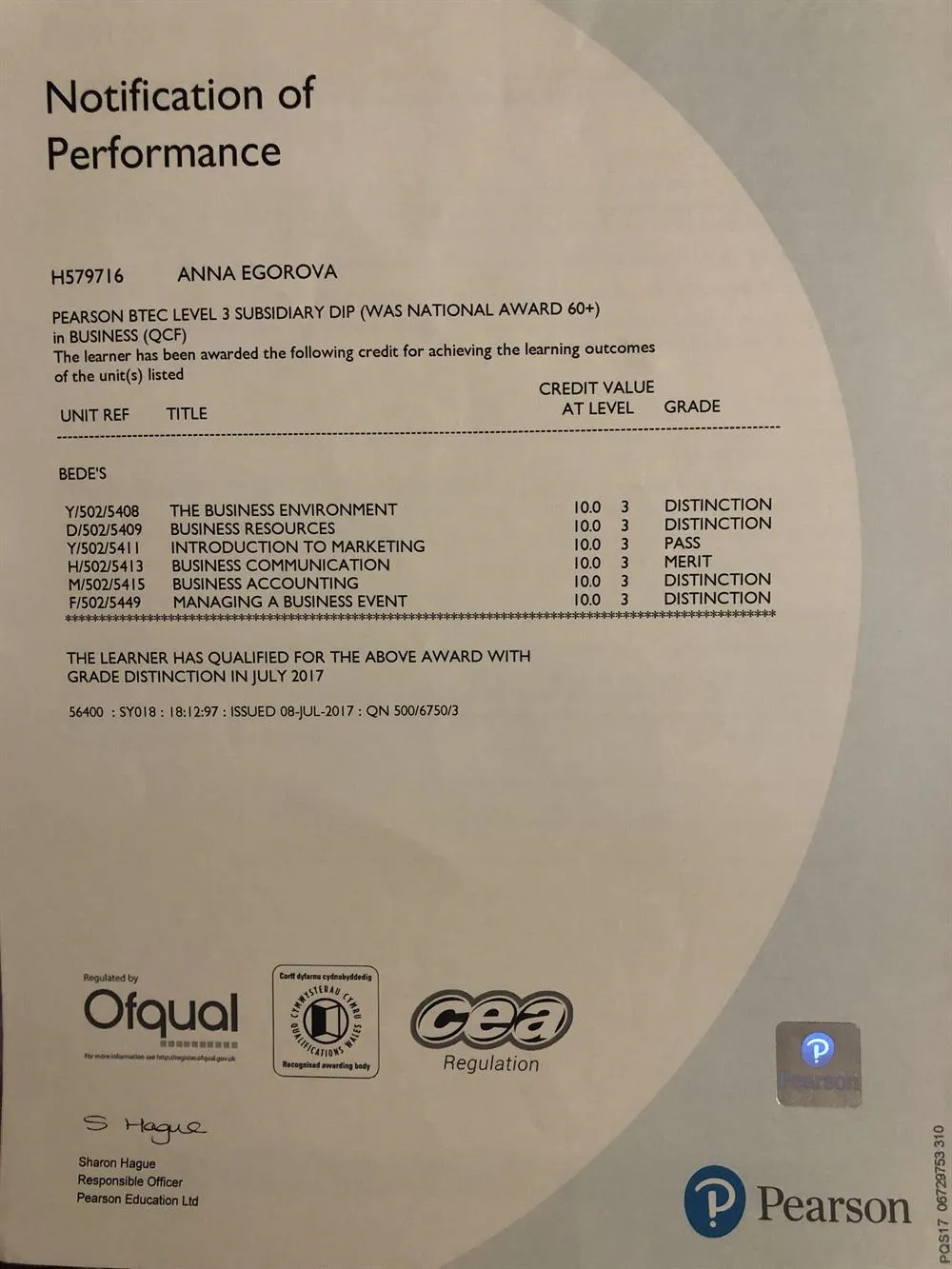 Subsidiary Diploma 