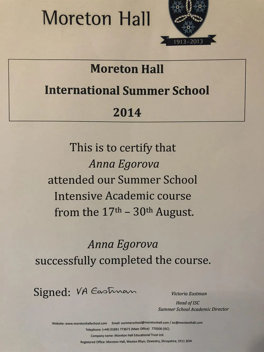 Intensive Academic Course 