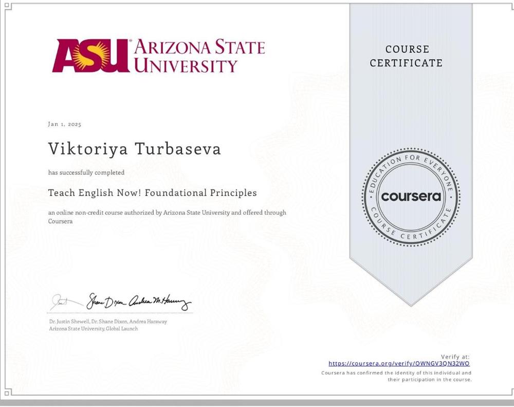 Arizona State University Teach English Now! 