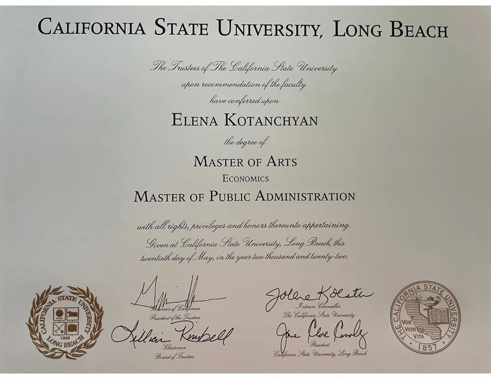 Master of Arts, California State University Long Beach, USA (2022)