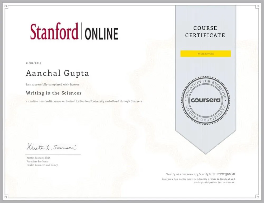 Certificate Course in Science Writing