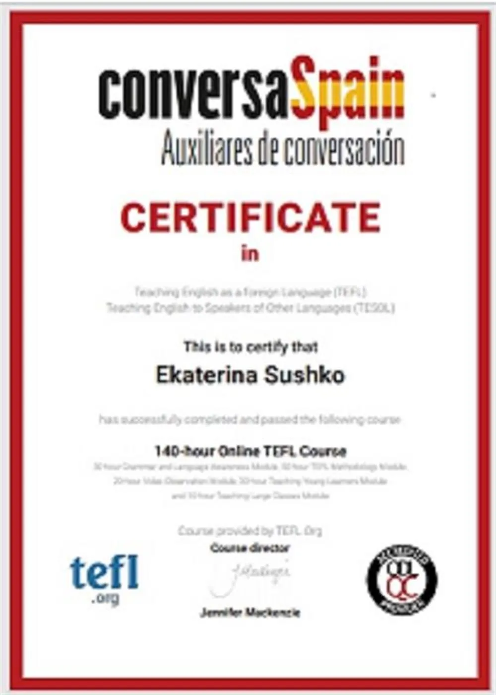TEFL Certificate