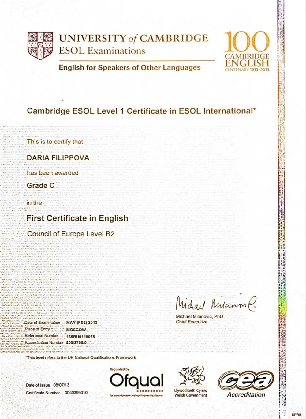 Cambridge ESOL Examination, Russia 